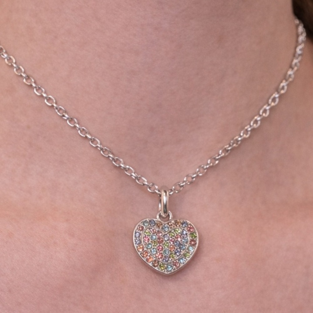 Multi color crystal heart necklace